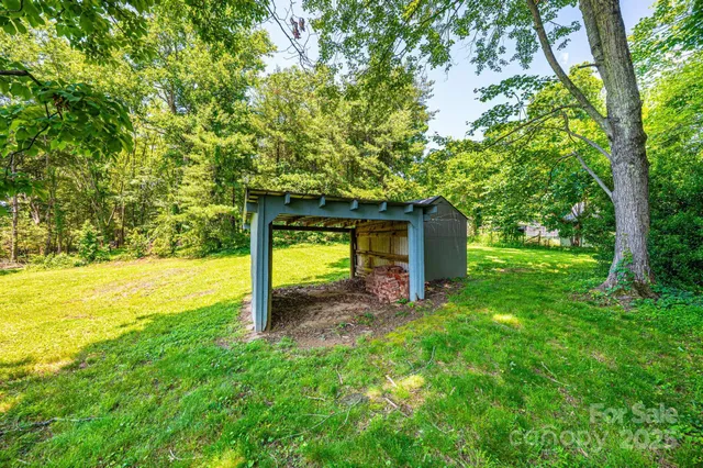 a view of a backyard with tree s