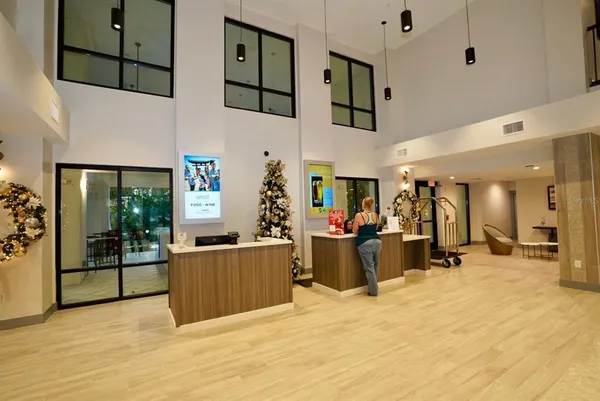 a view of a dining area with furniture