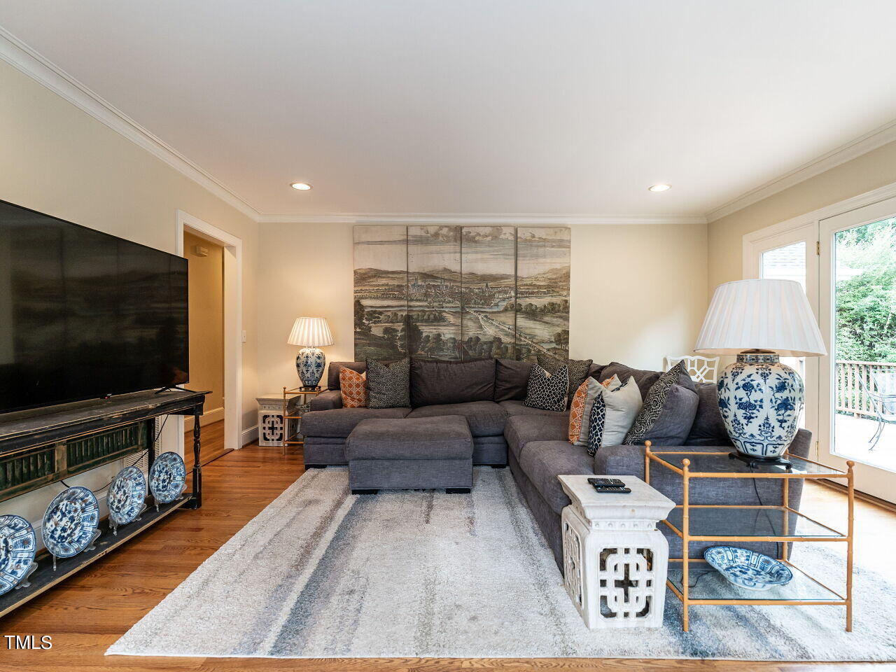 2312 Gaddy Drive Raleigh, NC 27609 - Photo 17 of 32 a living room with furniture and a flat screen tv
