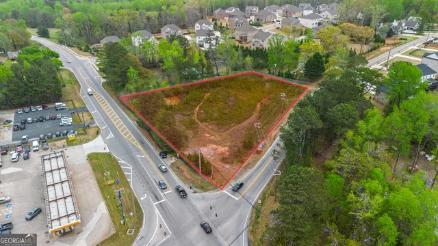 an aerial view of residential building with outdoor space