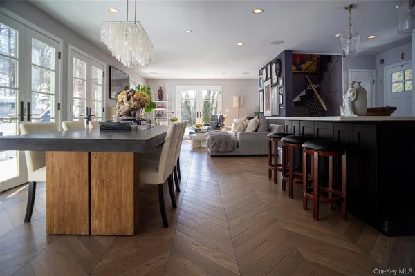 a view of living room and dining room