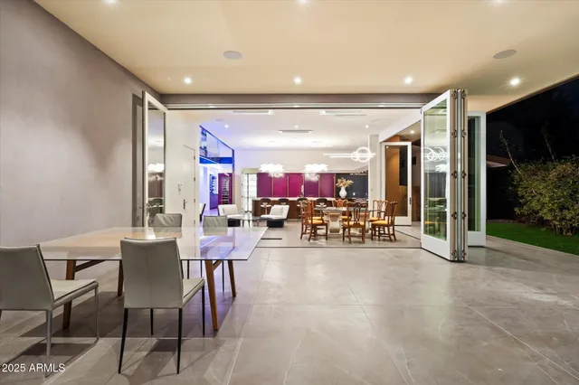 a kitchen with a stove and a table