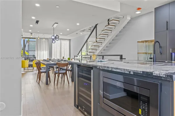 a kitchen with lots of counter top space