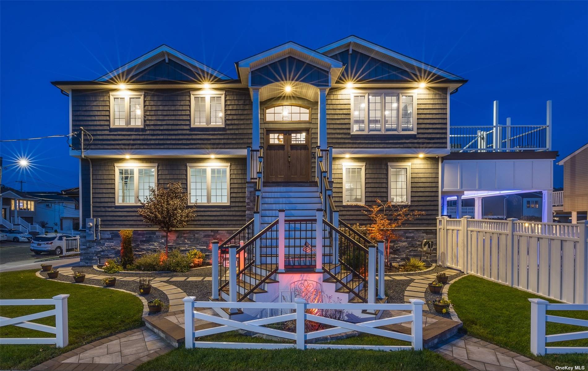 a front view of a house with entertaining space