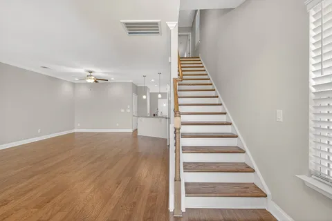 a view of entryway with wooden floor