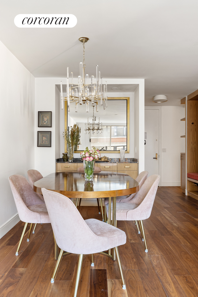 170 East 87th Street, Unit W7C Manhattan, NY 10128 - Photo 6 of 15 a view of a dining room with furniture wooden floor and chandelier