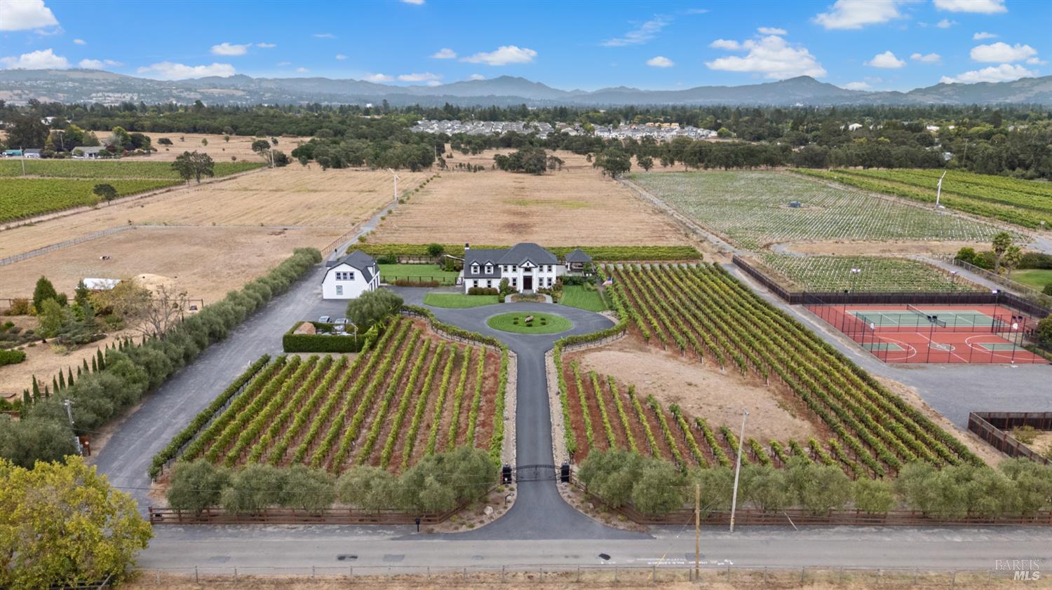 1626 Abramson Road Santa Rosa, CA 95401 - Photo 75 of 94 Overhead view of the carriage house, main house and sports complex.