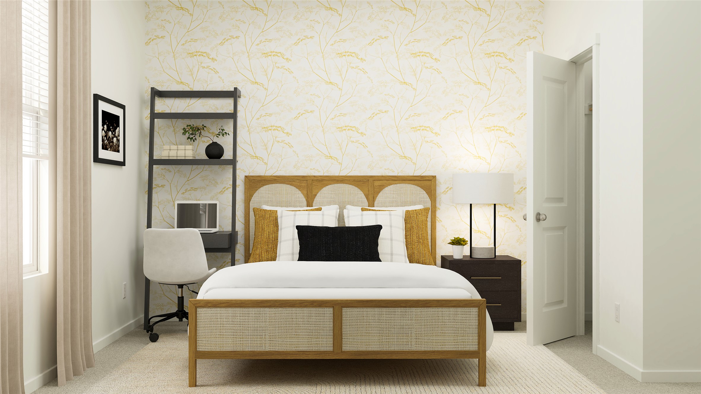 13304 Trumpet Creeper Drive Elgin, TX 78621 - Photo 7 of 28 a bedroom with a bed chair and wall painting