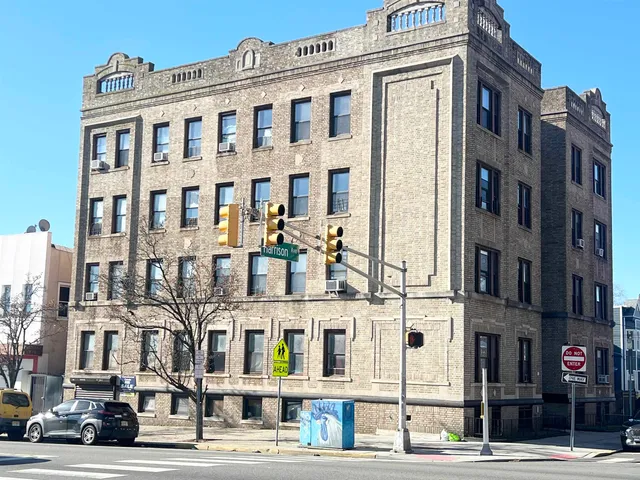 a front view of a multi story building