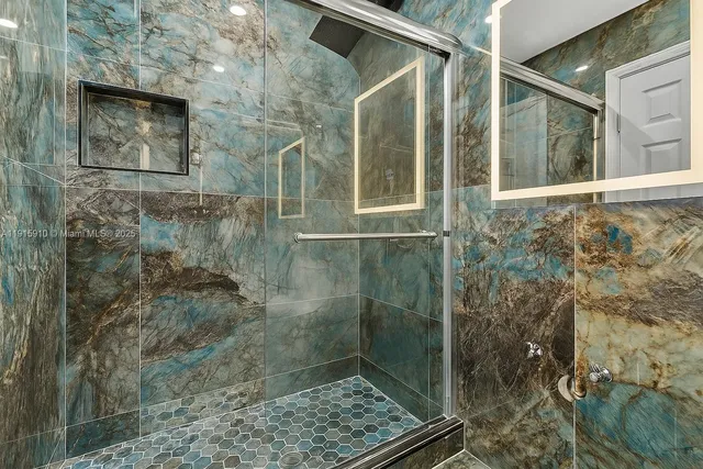 a view of a park with slide