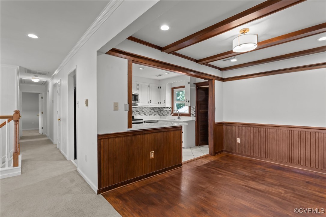 View from Living Rm of Formal Dining Room with HW