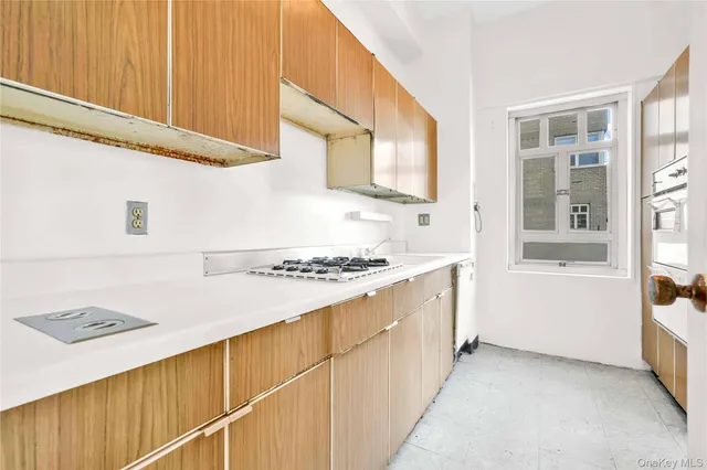 a kitchen with a sink a stove and a refrigerator