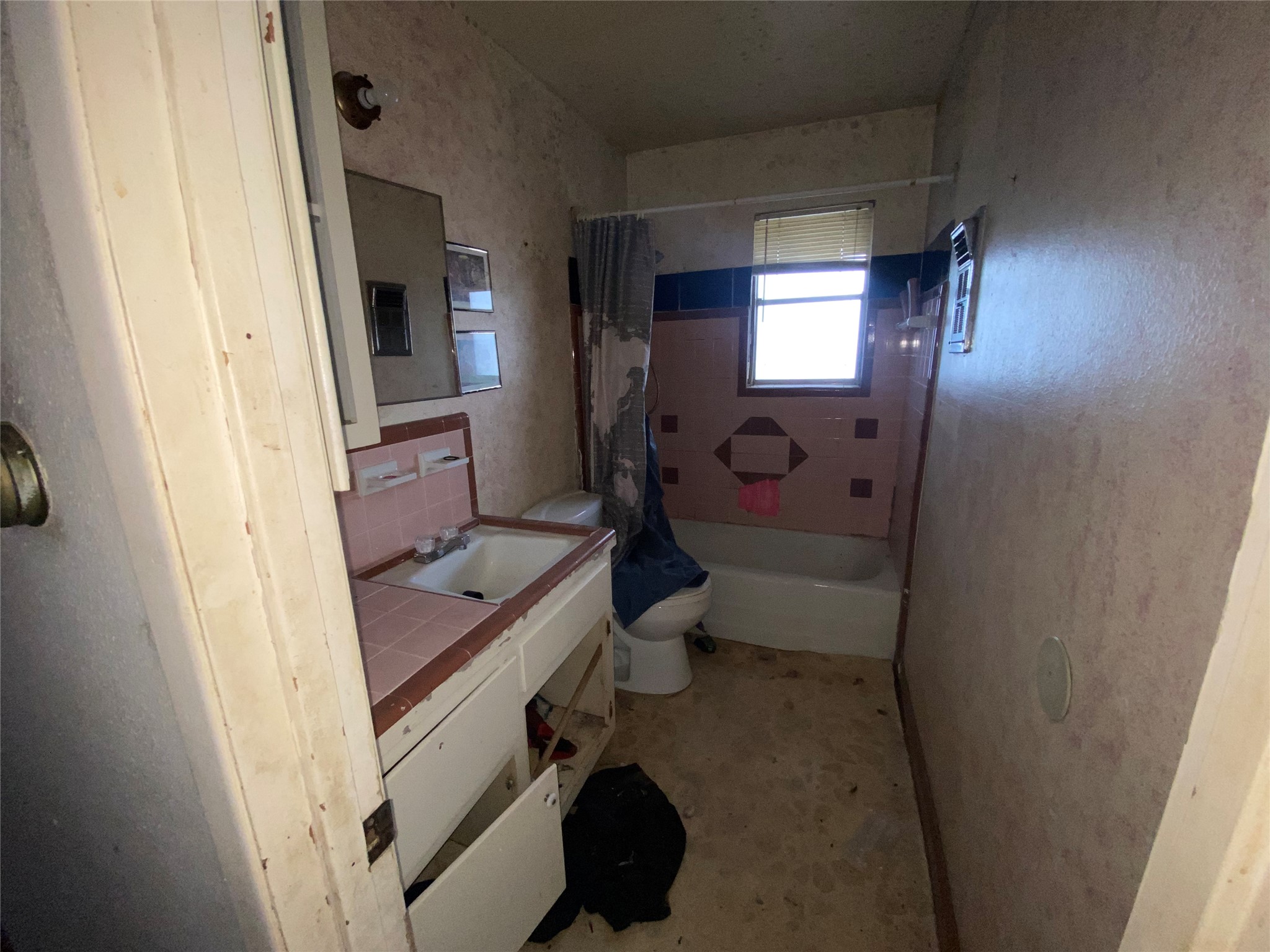 14947 Colville Street Channelview, TX 77530 - Photo 5 of 6 a bathroom with a sink a toilet and shower