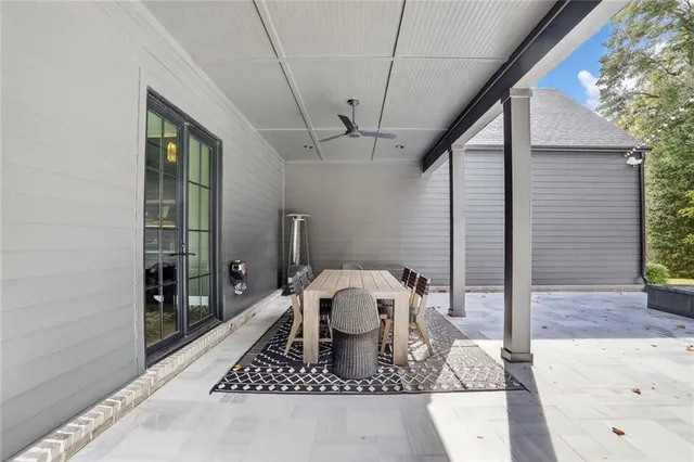 a view of outdoor space with garden and trees