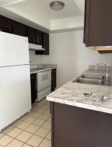 a kitchen with a sink a stove and refrigerator