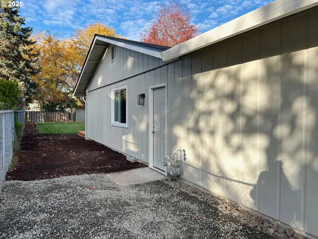 a view of backyard of house