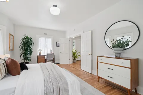 a view of a bedroom from a hallway