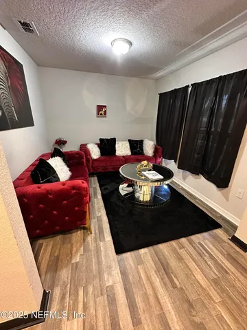 a living room with furniture