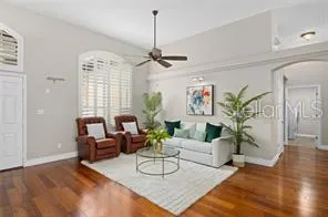 a living room with furniture