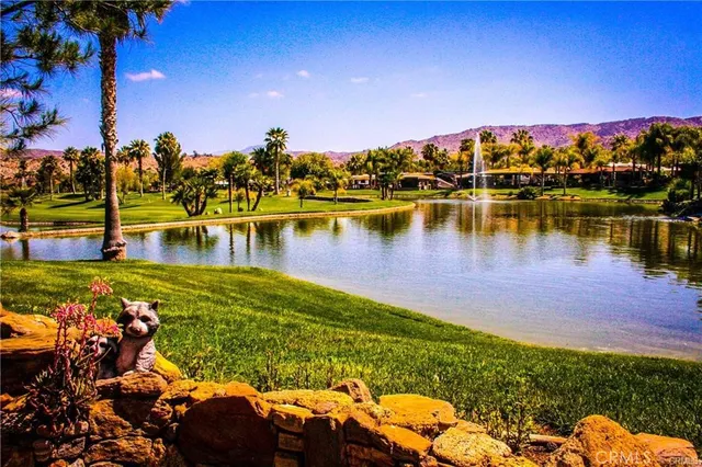 a view of a lake with houses