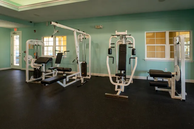 a view of a room with gym equipment