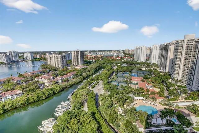 a view of a city and a lake