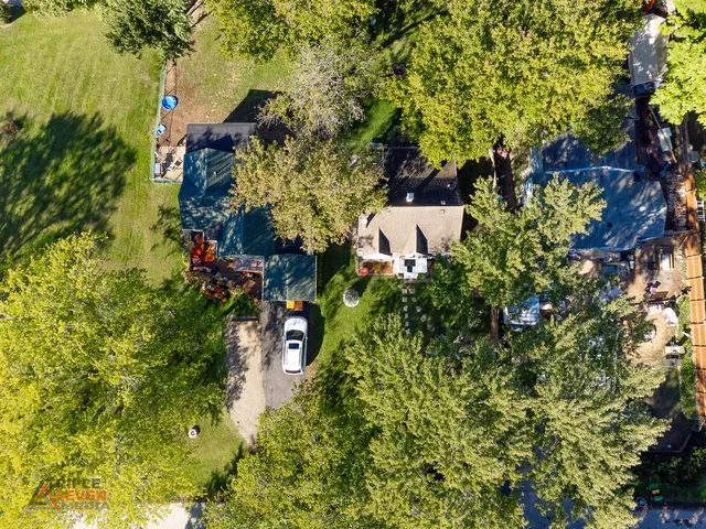 a view of a yard with a slide