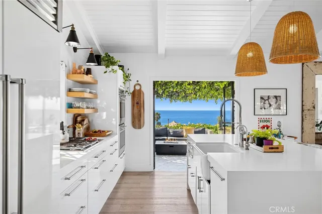 a kitchen with lots of counter top space