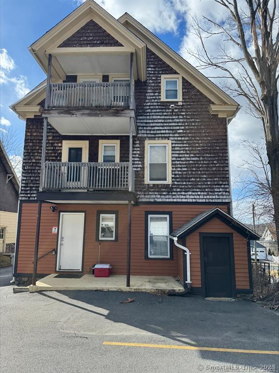 a front view of residential houses