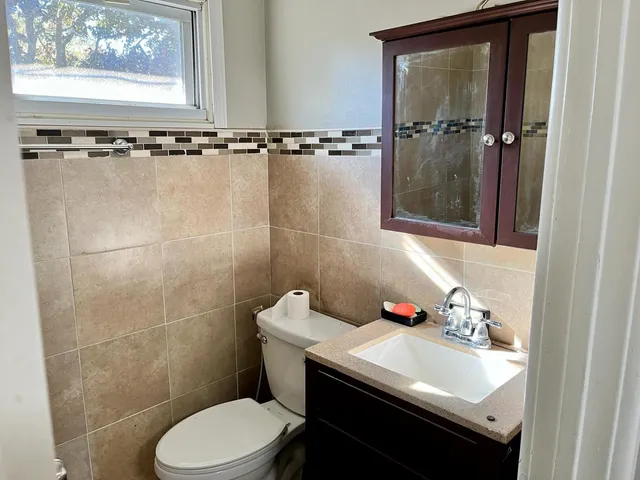 a bathroom with a bathtub