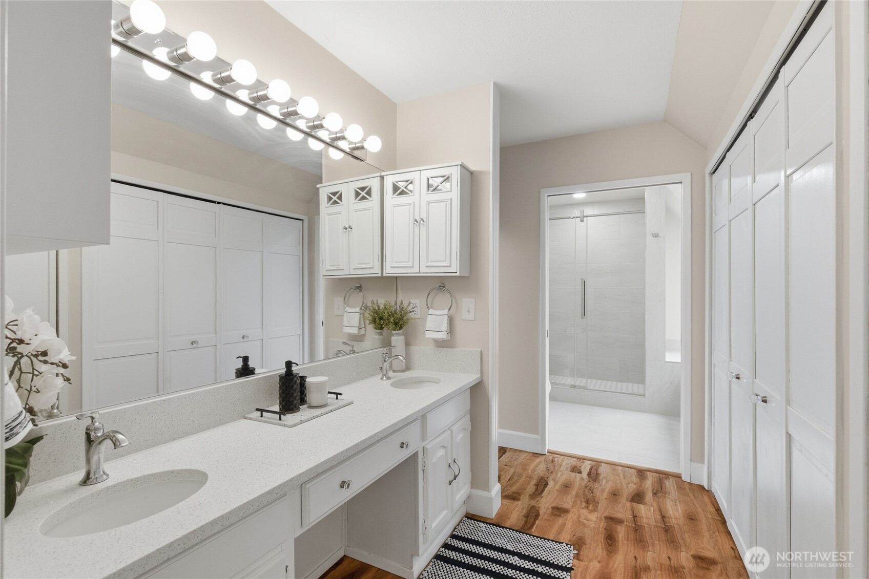412 164th Place Southeast Bothell, WA 98012 - Photo 22 of 39 a bathroom with a double vanity sink mirror and shower