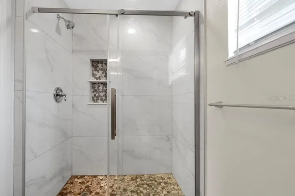 a bathroom with a shower