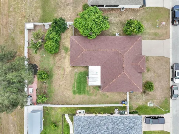 an aerial view of a house