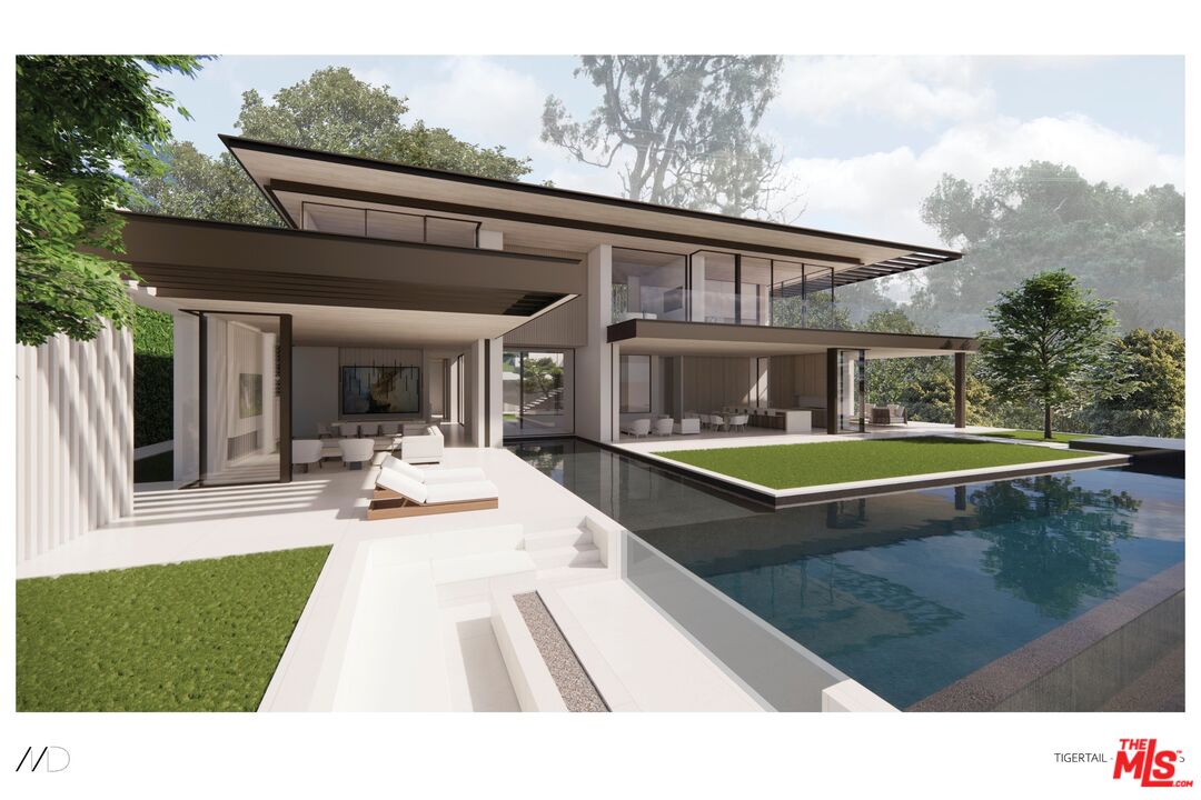 741 North Tigertail Road Los Angeles, CA 90049 - Photo 1 of 14 a view of a house with swimming pool and porch with furniture
