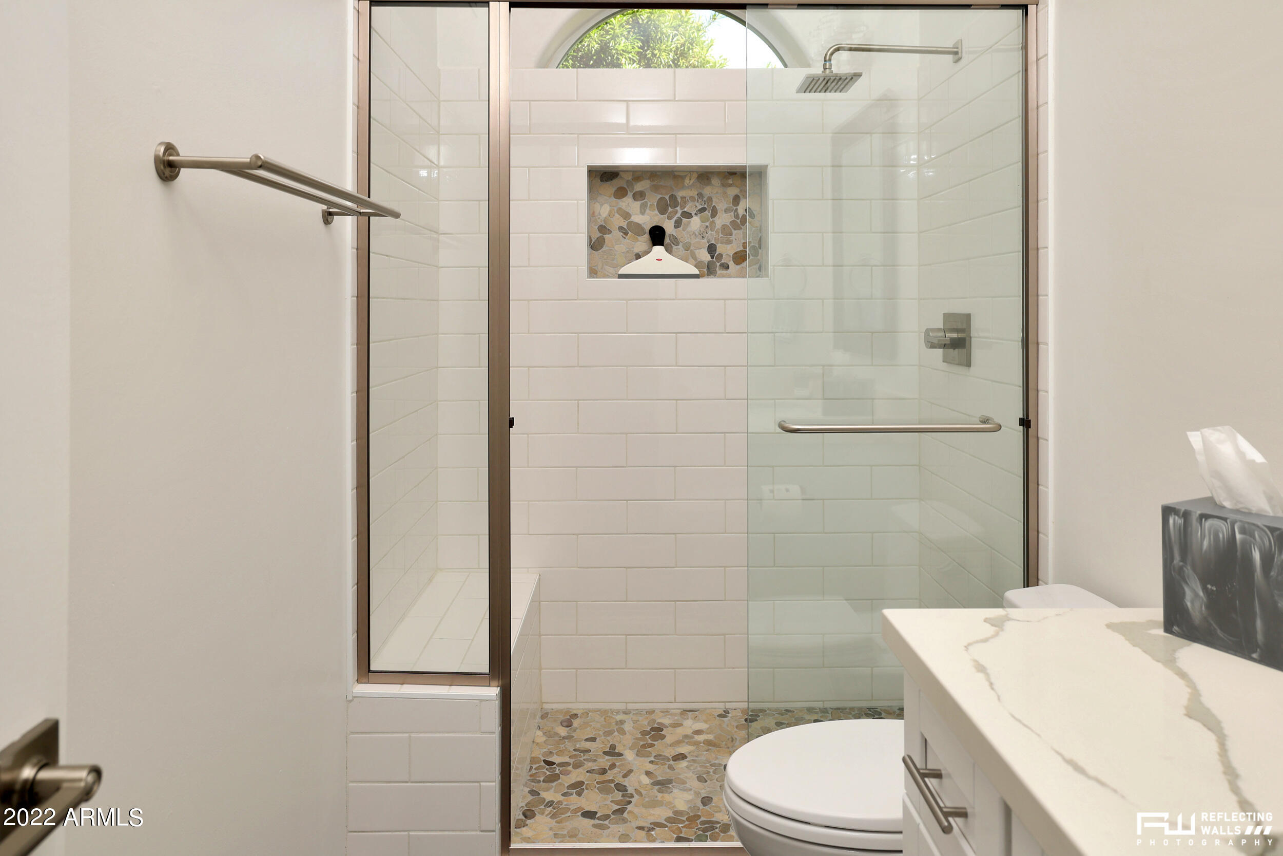 10085 East Doubletree Ranch Road Scottsdale, AZ 85258 - Photo 31 of 62 a bathroom with a sink a toilet and shower