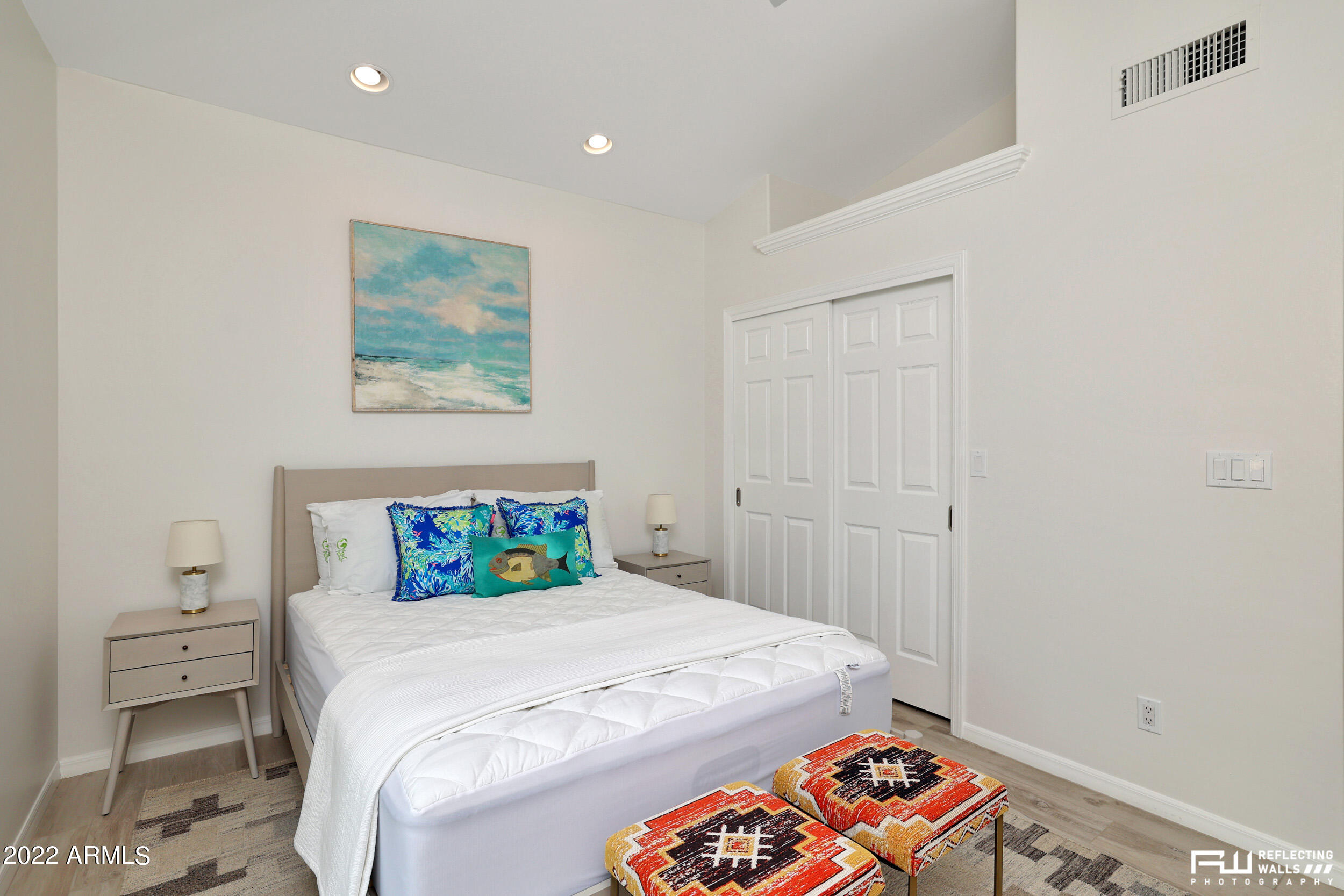 10085 East Doubletree Ranch Road Scottsdale, AZ 85258 - Photo 32 of 62 a bedroom with a bed and a painting on the wall