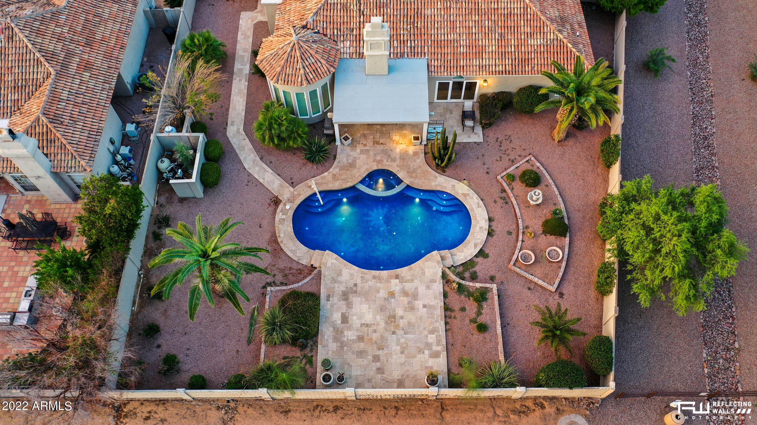 10085 East Doubletree Ranch Road Scottsdale, AZ 85258 - Photo 56 of 62 an aerial view of a house with garden space and swimming pool