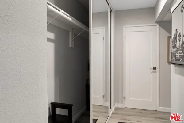 a view of elevator with hallway