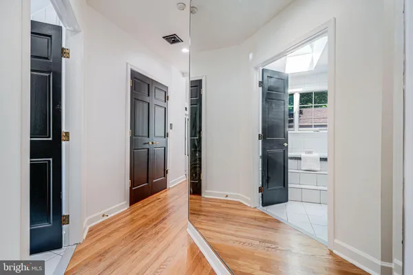 a view of an empty walk in closet