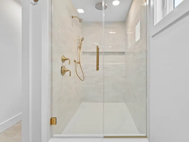 a bathroom with a shower