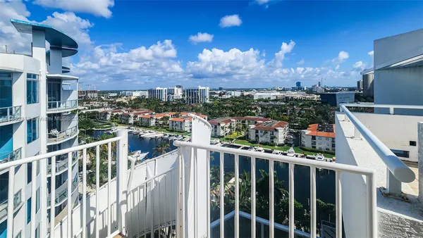 a city view with tall buildings