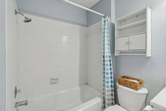 a bathroom with a toilet and a bathtub