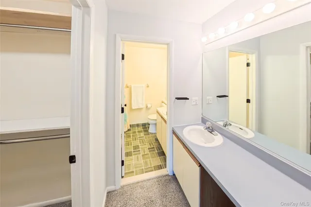 a bathroom with a sink a mirror and a shower