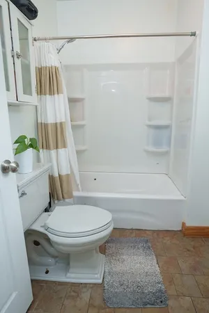 a bathroom with a toilet and a bathtub