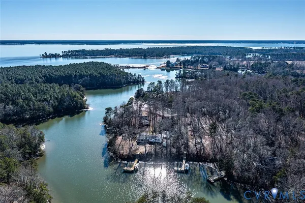 a view of a lake with a city
