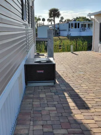 a view of a terrace with a patio