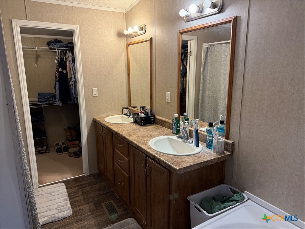 107 Dallas Street Goliad, TX 77963 - Photo 17 of 28 a bathroom with a sink and a mirror