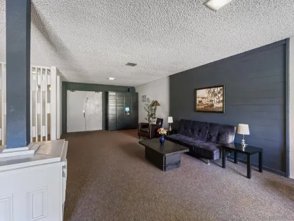 a living room with furniture and a couch