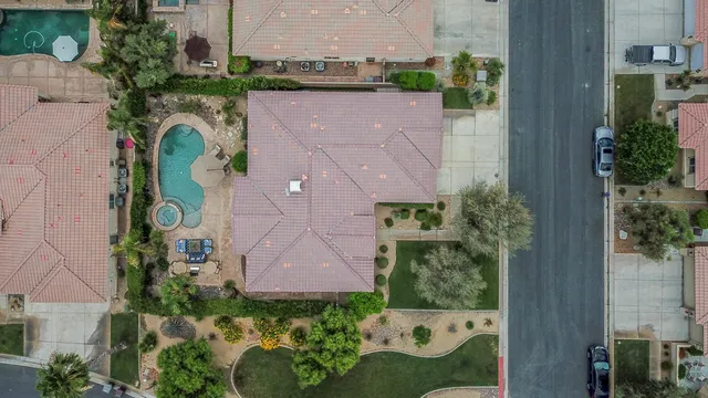 an aerial view of a house