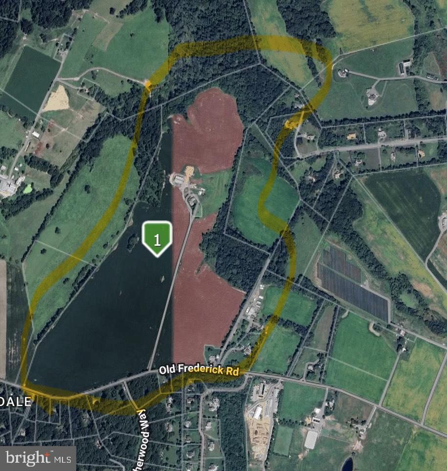 13090 Old Frederick Road Sykesville, MD 21784 - Photo 30 of 31 Boundary is the white line with yellow circle.